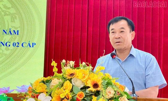 Đồng chí Phạm Toàn Thắng - Ủy viên Ban Thường vụ Tỉnh ủy, Trưởng Ban Tổ chức Tỉnh ủy phát biểu chỉ đạo tại hội nghị.