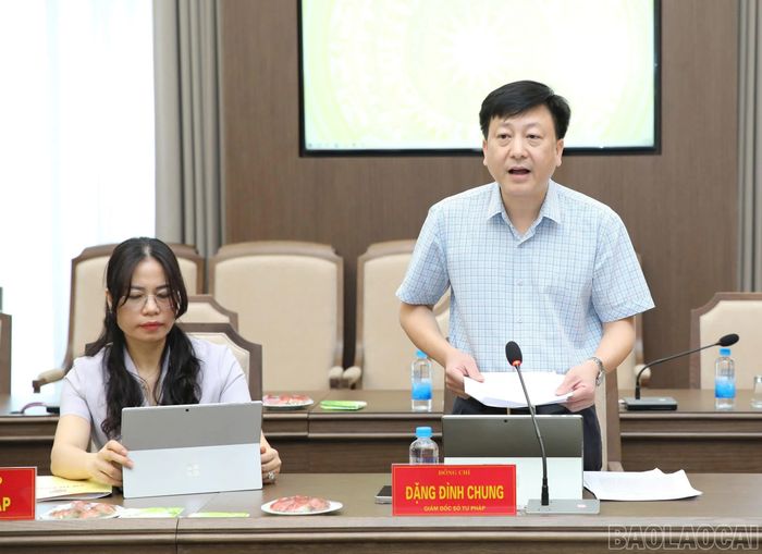 Lãnh đạo Sở Tư pháp phát biểu tại phiên họp.