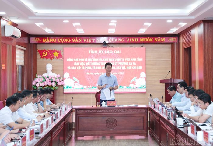 Đồng chí Nguyễn Thế Phước - Phó Bí thư Tỉnh ủy, Chủ tịch Ủy ban MTTQ Việt Nam tỉnh phát biểu kết luận buổi làm việc.