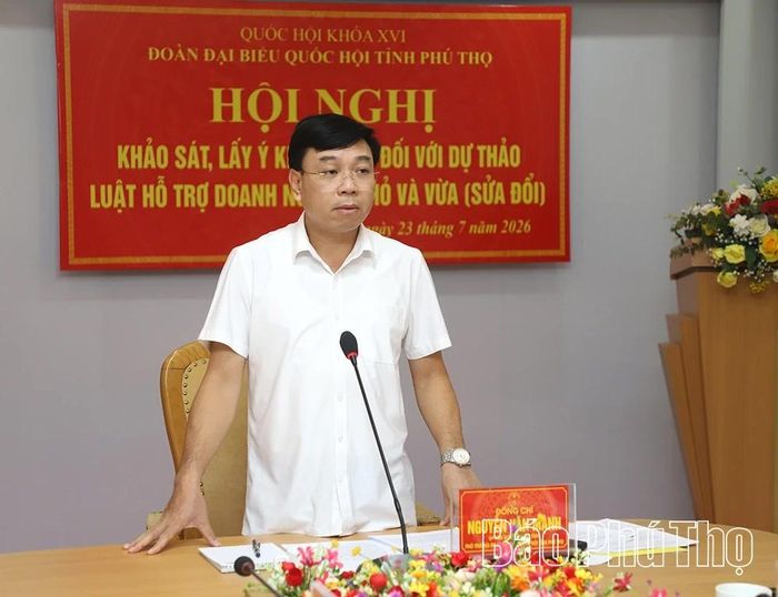 Đồng chí Phó Trưởng Đoàn chuyên trách Đoàn ĐBQH tỉnh Nguyễn Văn Mạnh phát biểu kết luận hội nghị.