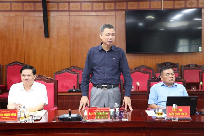 Đồng chí Nguyễn Thành Công phát biểu tại hội nghị.