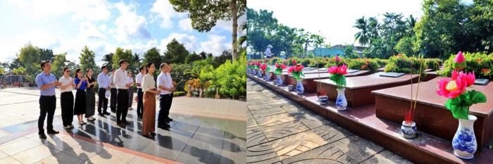 Đoàn công tác Tổng công ty Phát điện 2 dâng hương, tri ân các Anh hùng liệt sĩ tại Nghĩa trang Liệt sĩ phường Long Tuyền.