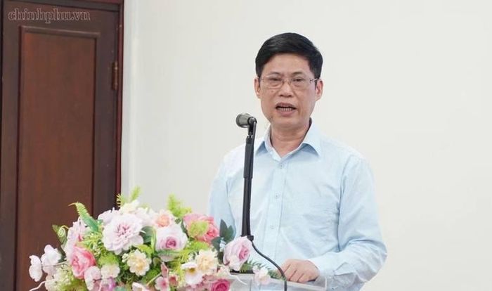  TS. Nguyễn Thanh Hưởng, Trưởng ban Quản trị rủi ro và giám sát tuân thủ (Tập đoàn Công nghiệp-Năng lượng quốc gia Việt Nam - Petrovietnam) phát biểu khai mạc Tọa đàm - Ảnh: VGP 
