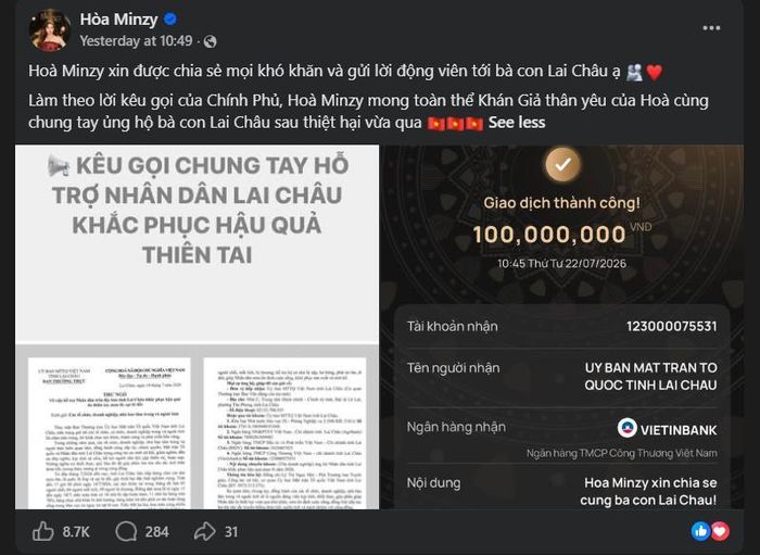 Hành động ý nghĩa của Hòa Minzy nhận nhiều lời khen từ khán giả. (Ảnh: Chụp màn hình)