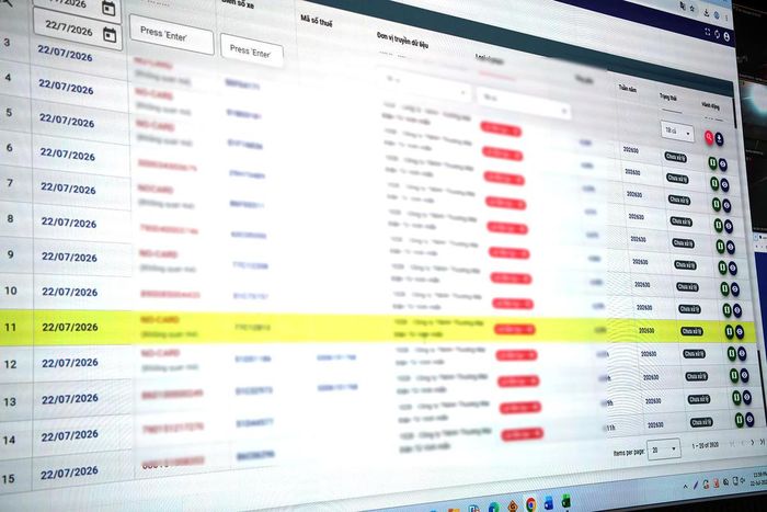 Dữ liệu hệ thống giám sát hành trình của phương tiện kinh doanh vận tải (Ảnh: Cục CSGT).