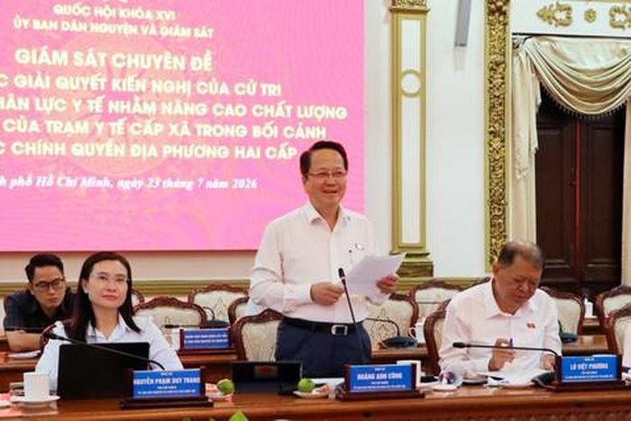 Phó Chủ nhiệm Ủy ban Dân nguyện và Giám sát của Quốc hội Hoàng Anh Công phát biểu