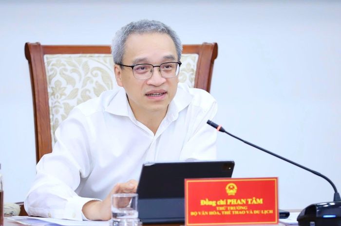 Thứ trưởng Bộ VHTTDL Phan Tâm chủ trì và phát biểu chỉ đạo tại Hội thảo. (Ảnh: BVHTTDL)