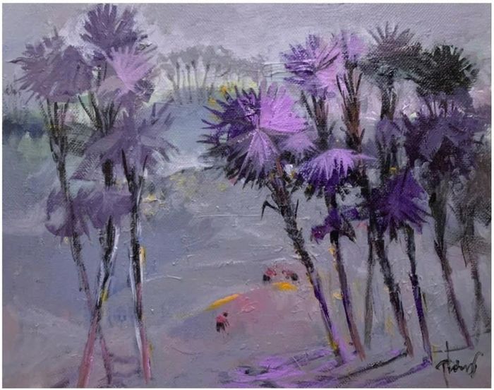 “Chiều Trung du” (acrylic, 80x60cm) của Quỳnh Thơm
