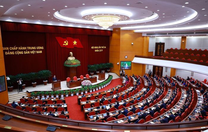 Chiều 24/7/2026, tại Trụ sở Trung ương Đảng, Hội nghị Ban Chấp hành Trung ương Đảng lần thứ 3, khóa XIV họp phiên bế mạc . Ảnh: Thống Nhất, Dương Giang - TTXVN