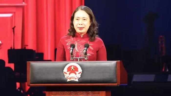 Bí thư Trung ương Đảng, Phó Chủ tịch nước Võ Thị Ánh Xuân phát biểu tại buổi lễ. (Ảnh: VÂN ANH)