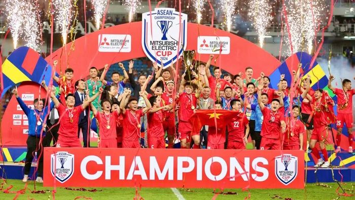 Đội tuyển Việt Nam ăn mừng chức vô địch ASEAN Cup 2024. (Ảnh: VFF)