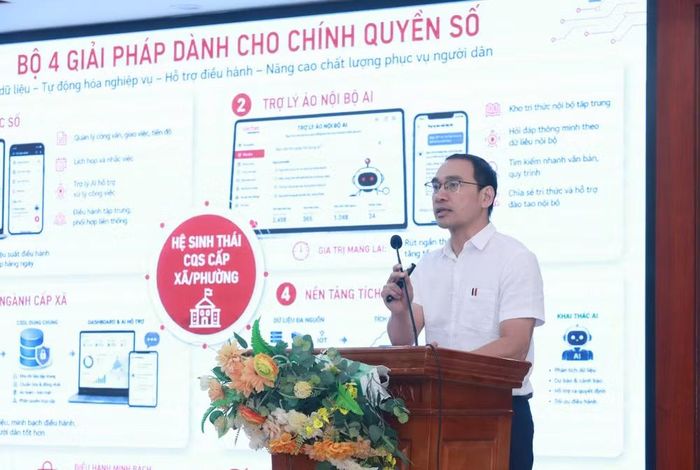 Đại diện Tập đoàn Viễn thông quân đội Viettel trình bày chuyên đề tại Hội thảo.