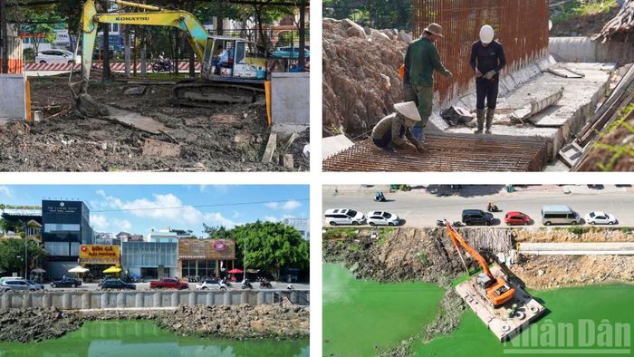 Theo ghi nhận của phóng viên tại công trường, sau gần một năm thi công, diện mạo rạch Đá Đỏ đã có nhiều thay đổi.