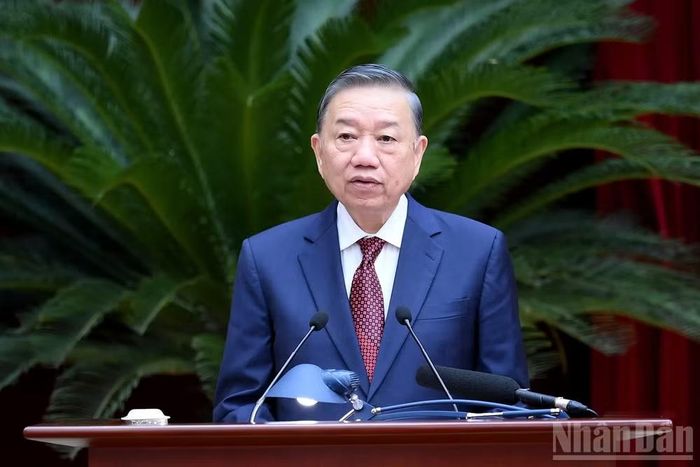 Tổng Bí thư, Chủ tịch nước Tô Lâm phát biểu bế mạc Hội nghị. (Ảnh: ĐĂNG KHOA)