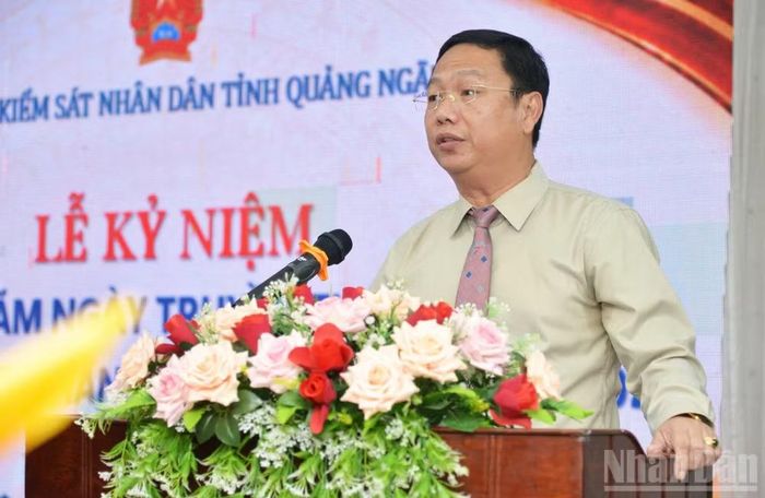 Phó Chủ tịch Ủy ban nhân dân tỉnh Quảng Ngãi Nguyễn Công Hoàng phát biểu tại buổi lễ.