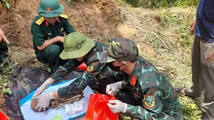 Phần xương hài cốt liệt sĩ được tìm thấy.