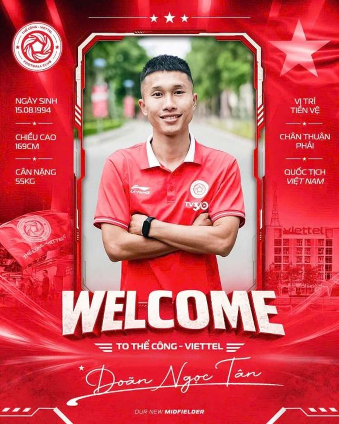 Ngọc Tân chính thức gia nhập Thể Công – Viettel. Ảnh: Thể Công-Viettel FC