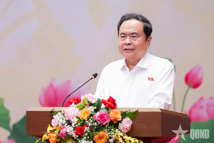 Chủ tịch Quốc hội Trần Thanh Mẫn phát biểu kết luận hội nghị. Ảnh: VŨ HIẾU