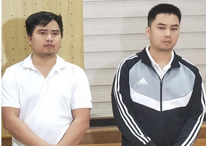 2 đối tượng Đào Văn Minh và Đào Văn Cảnh tại cơ quan Công an.