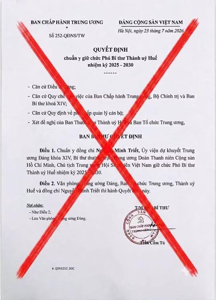 Văn bản giả mạo lan truyền trên mạng xã hội.