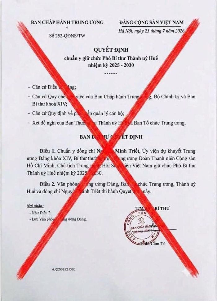 Văn bản giả mạo lan truyền trên mạng xã hội. (Ảnh: Trung tâm Giám sát điều hành đô thị thông minh TP Huế)