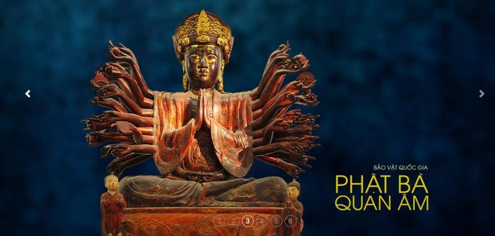Tượng Phật bà Quan Âm được trưng bày trong triển lãm số của Bảo tàng Mỹ thuật Việt Nam.