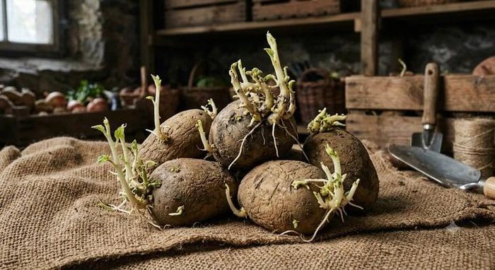 Khoai tây mọc mầm hoặc phần vỏ chuyển sang màu xanh, hàm lượng glycoalkaloid tự nhiên, chủ yếu là solanine và chaconine, có thể tăng cao, nếu hấp thu với lượng lớn, các chất này có thể gây ngộ độc. Ảnh minh họa.