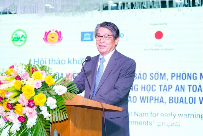 Ông Ito Naoki, Đại sứ Đặc mệnh Toàn quyền Nhật Bản tại Việt Nam phát biểu tại hội thảo. Ảnh: TL