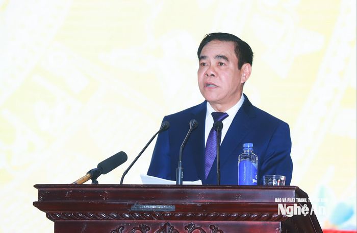 Đồng chí Võ Trọng Hải - Phó Bí thư Tỉnh ủy, Chủ tịch UBND tỉnh phát biểu chỉ đạo tại đại hội. Ảnh: Thành Duy