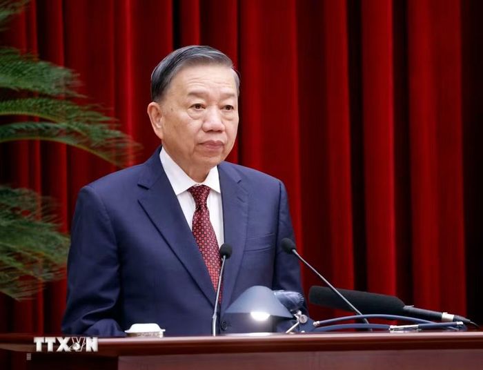 Tổng Bí thư, Chủ tịch nước Tô Lâm phát biểu bế mạc Hội nghị Ban Chấp hành Trung ương Đảng lần thứ 3, khóa XIV. (Ảnh: Thống Nhất/TTXVN)