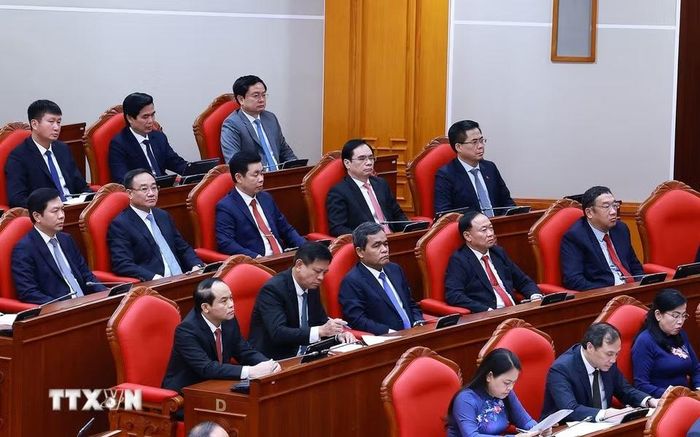 Các đại biểu tham dự phiên bế mạc Hội nghị lần thứ 3 Ban Chấp hành Trung ương Đảng khóa XIV. (Ảnh: Dương Giang/TTXVN)