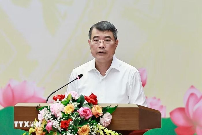 Ủy viên Bộ Chính trị, Bí thư Đảng ủy Chính phủ, Thủ tướng Chính phủ Lê Minh Hưng phát biểu. (Ảnh: Doãn Tấn/TTXVN)