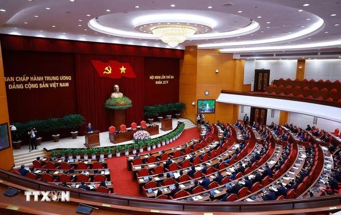 Phiên bế mạc Hội nghị lần thứ ba Ban Chấp hành Trung ương Đảng khóa XIV. (Ảnh: Dương Giang/TTXVN)