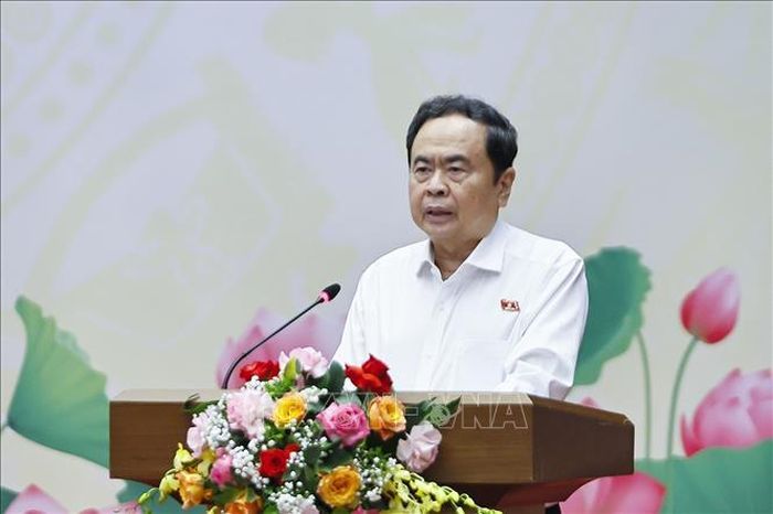Ủy viên Bộ Chính trị, Bí thư Đảng ủy Quốc hội, Chủ tịch Quốc hội Trần Thanh Mẫn phát biểu. Ảnh: Doãn Tấn/TTXVN