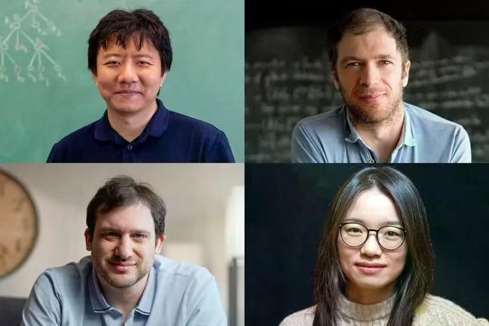 Các nhà toán học đoạt giải thưởng Fields 2026, theo chiều kim đồng hồ từ trên xuống dưới, từ trái sang phải: Yu Deng, John Pardon, Hong Wang và Jacob Tsimerman. Ảnh: Getty.