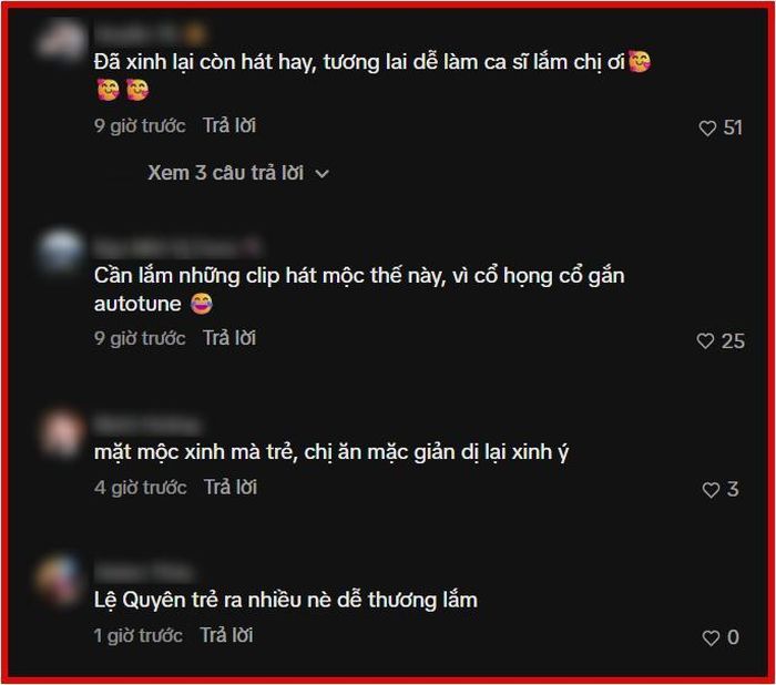 Khán giả dành lời khen ngợi cho giọng hát mộc của Lệ Quyên.