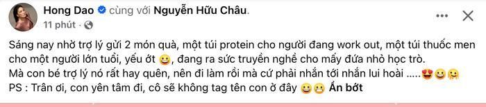 Hồng Đào lần đầu công khai nhắc về Hữu Châu trên mạng xã hội sau những tin đồn về mối quan hệ giữa cả hai.