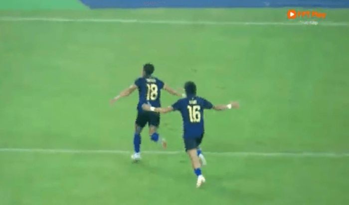 Campuchia có bàn thắng gỡ hòa 1-1 (Ảnh chụp màn hình)
