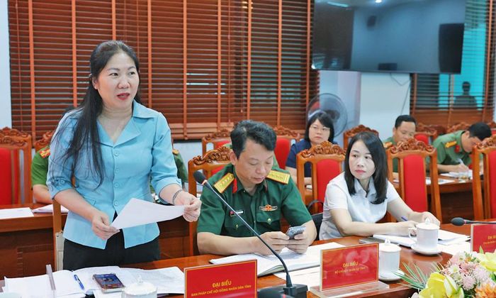  Đại diện Ban Pháp chế HĐND tỉnh đóng góp ý kiến tại hội thảo. 