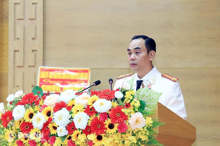 Đại tá Trần Trọng Thủy, Phó Giám đốc Công an thành phố phát biểu nhận nhiệm vụ. Ảnh: Đ.A