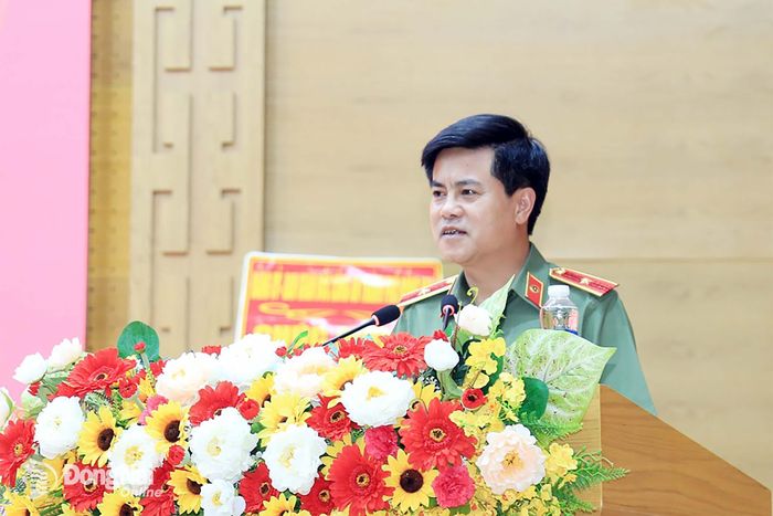Thiếu tướng Nguyễn Đức Hải, Ủy viên Ban Thường vụ Thành ủy, Giám đốc Công an thành phố Đồng Nai phát biểu giao nhiệm vụ. Ảnh: Đ.A