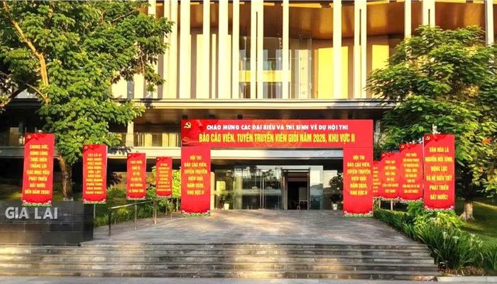 Trung tâm Hội nghị tỉnh Gia Lai - nơi sẽ diễn ra Hội thi Báo cáo viên, tuyên truyền viên giỏi năm 2026, khu vực II.