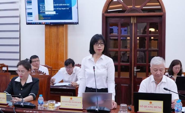 Phó Chủ tịch UBND tỉnh Nguyễn Thị Thanh Lịch phát biểu tại buổi làm việc. Ảnh: Trung Nghĩa