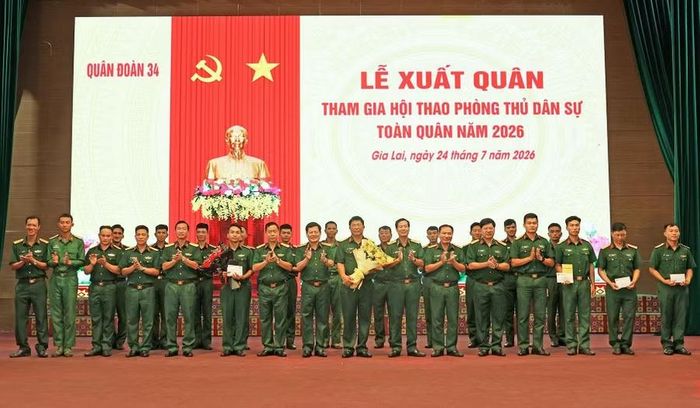  Đội tuyển phòng thủ dân sự Quân đoàn 34 gồm 22 cán bộ, huấn luyện viên và vận động viên. Ảnh: N.T 