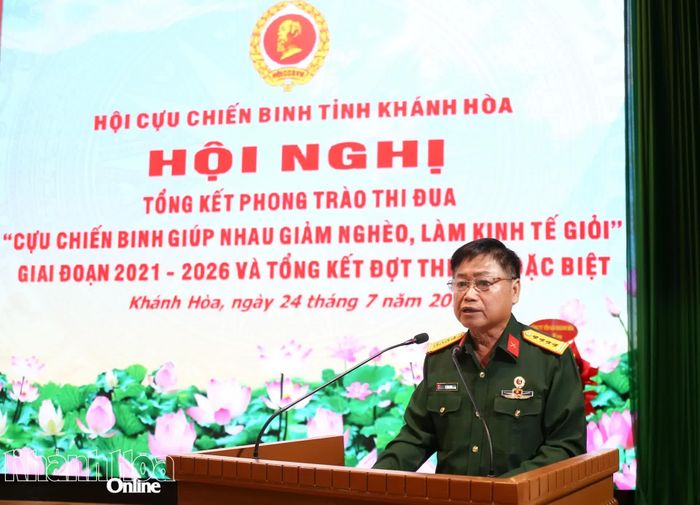 Lãnh đạo Hội Cựu chiến binh tỉnh phát biểu tại hội nghị.
