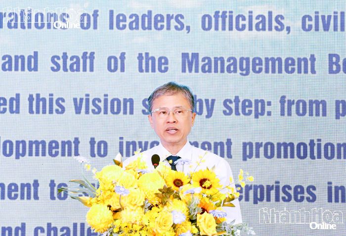 Đồng chí Trần Hòa Nam phát biểu tại lễ kỷ niệm.