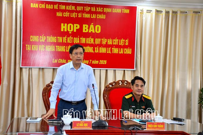 Đồng chí Lê Đức Dục - Trưởng Ban Tuyên giáo và Dân vận Tỉnh ủy phát biểu kết luận họp báo.