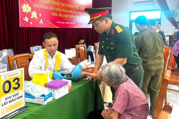 Việc thu nhận mẫu sinh phẩm ADN của thân nhân liệt sĩ được thực hiện theo đúng quy trình chuyên môn, tạo cơ sở đối chiếu, xác định danh tính các liệt sĩ còn thiếu thông tin.