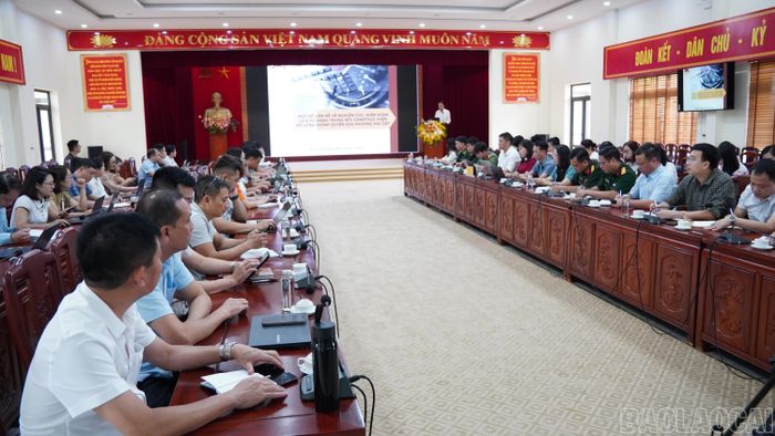 Quang cảnh hội nghị tại điểm cầu Ban Tuyên giáo và Dân vận Tỉnh ủy.