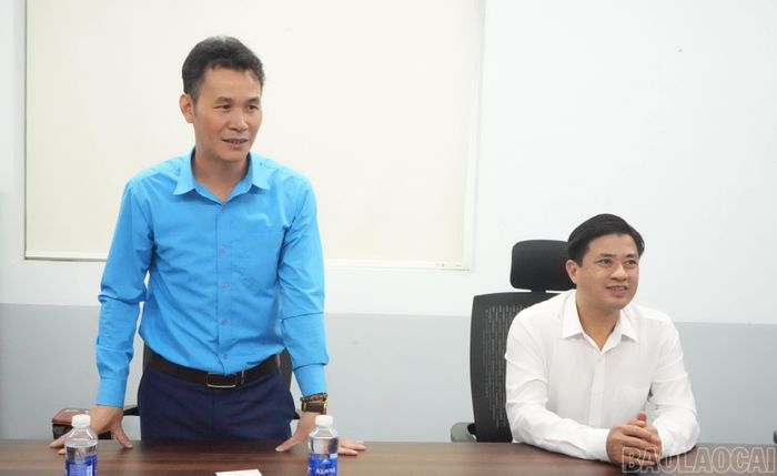 Đồng chí Vũ Cao Minh - Phó Chủ tịch Thường trực Liên đoàn Lao động tỉnh phát biểu tại buổi làm việc.